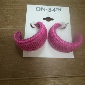ON 34th Pink Woven Hoop Earrings